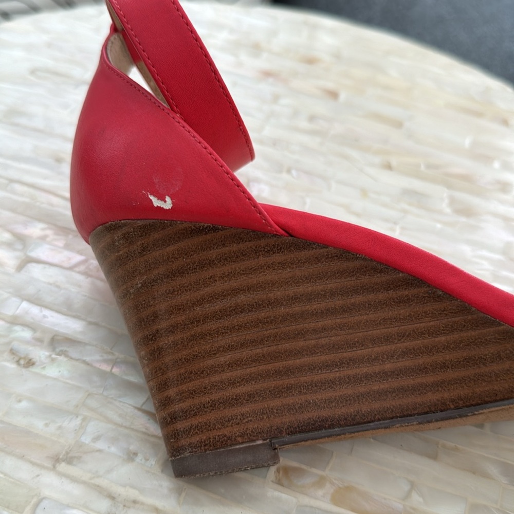Sale 🔥Orange-red wedge sandals, ankle strap size 7.5 - Picture 11 of 12